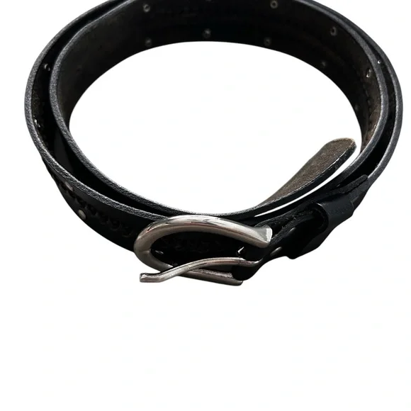 Calvin Klein Jeans Black and Silver Leather Belt - Picture 4 of 9